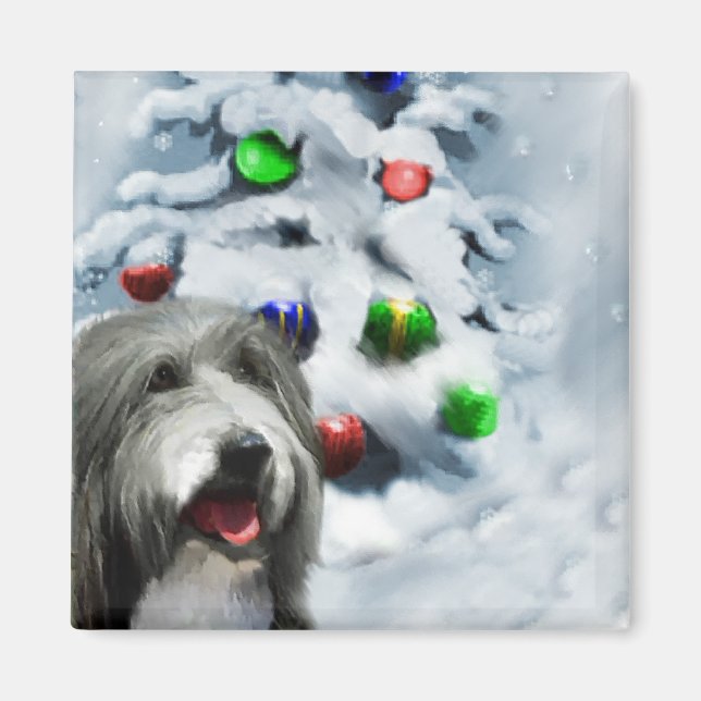 Imã Presentes de Natal Collie (Frente)