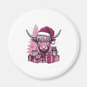 Imã Presentes de Natal da Vaca de Terras Altas Rosa Ar
