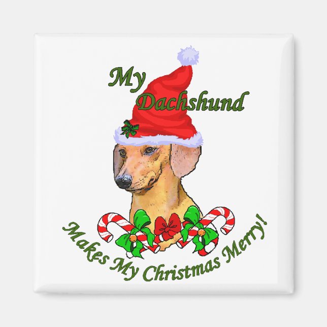 Imã Presentes de Natal Dachshund (Frente)