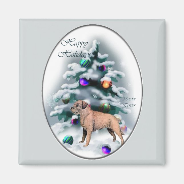 Imã Presentes de Natal de Borda Terrier (Frente)
