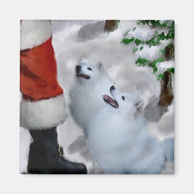 Imã Presentes de Natal de Cachorro Eskimo Americano (Frente)