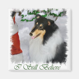 Imã Presentes de Natal de Collie Rough Rough Tricolor