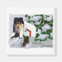 Imã Presentes de Natal de Collie Tripla Collie