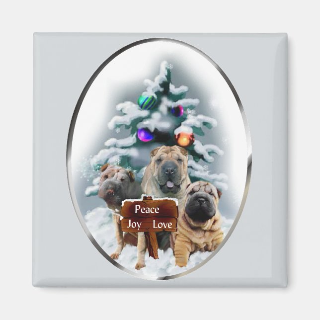 Imã Presentes de Natal do Shar-Pei Chinês (Frente)