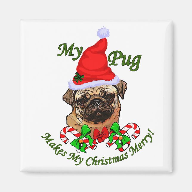 Imã Presentes de Natal dos Pug Amantes (Frente)