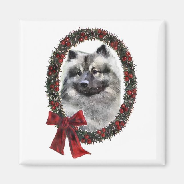 Imã Presentes de Natal Keeshond (Frente)