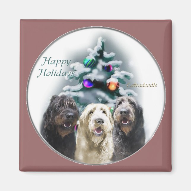 Imã Presentes de Natal Labradoodle (Frente)