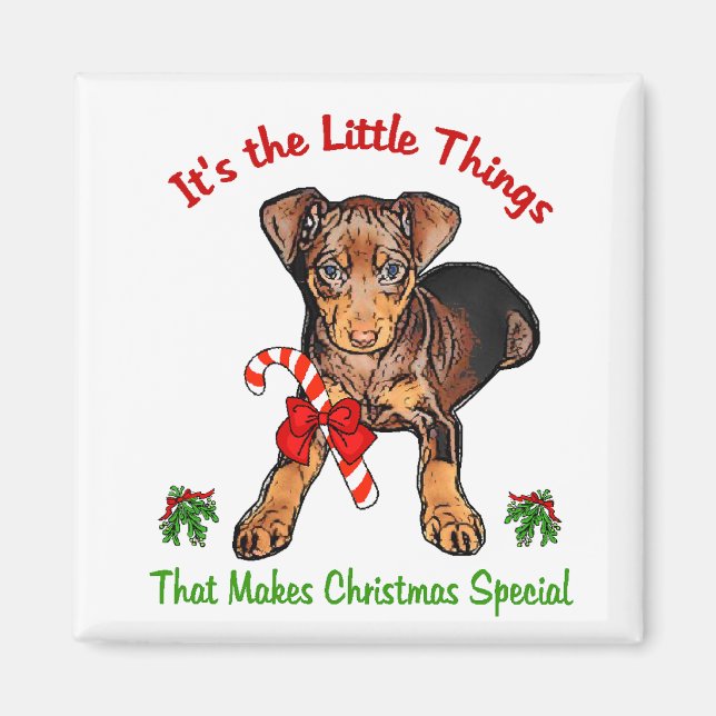 Imã Presentes de Natal Miniatura Pinscher (Frente)