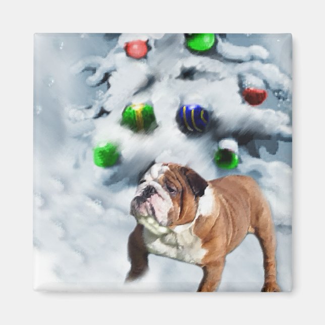 Imã Presentes de Natal para Bulldog Inglês (Frente)