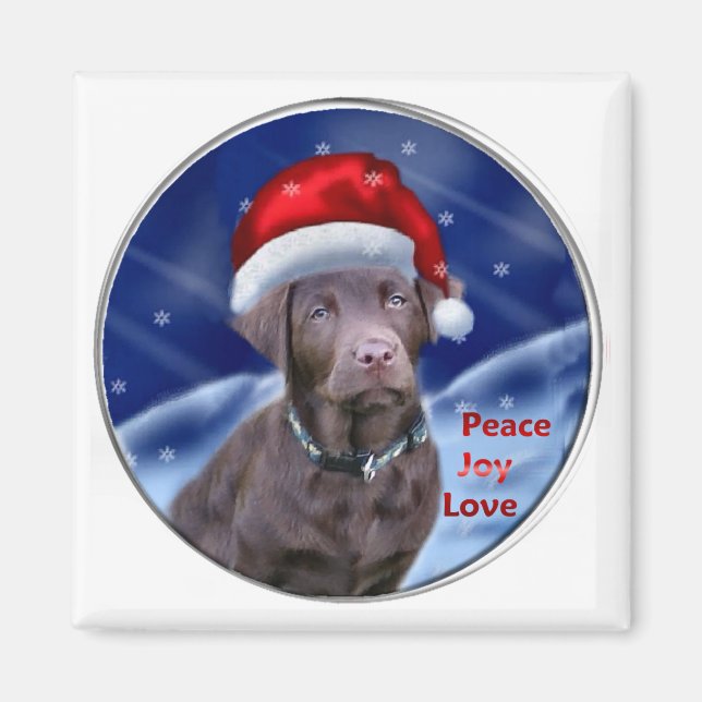 Imã Presentes de Natal para Labrador de Chocolate (Frente)