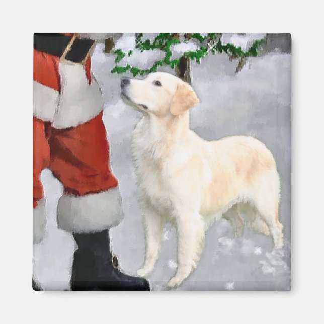 Imã Presentes de Natal para ouro Retriever (Frente)