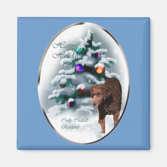 Imã Presentes de Natal para Retriever Revestidos Curly (Frente)