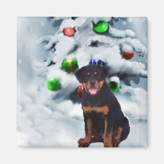 Imã Presentes de Natal Rottweiler (Frente)