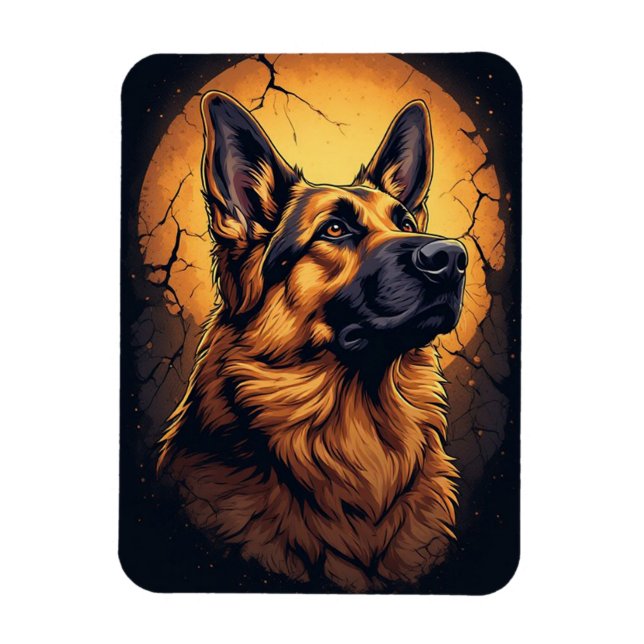 Ímã 🐾 Presentes de retrato de cão pastor alemão 🐾 (Vertical)