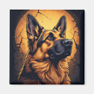 Imã 🐾 Presentes de Retrato de Cão Pastor Alemão 🐾