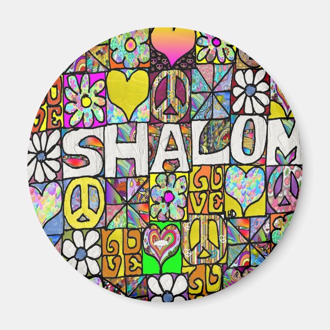 Imã Presentes de Roupa de LOVE Psicodélico com Shalom  (Frente)