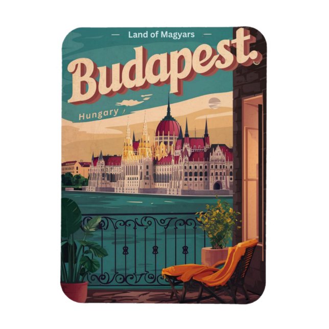 Ímã Presentes de varanda vintage Budapeste Hungria (Vertical)