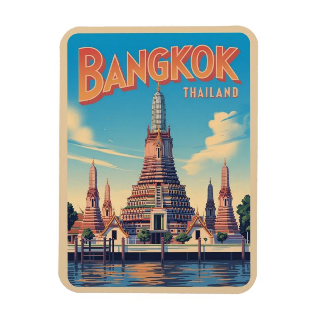 Ímã presentes de viagem Banguecoque vintage cidade Wat (Vertical)