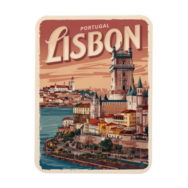 Ímã Presentes de viagem de Lisboa Portugal castelo de  (Vertical)