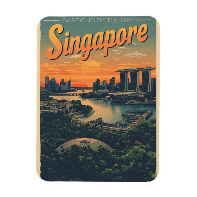 Ímã Presentes de viagem retrô singapore marina bay san (Vertical)