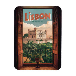 Ímã Presentes de viagem vintage Lisboa Portugal, vista