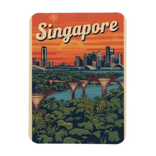 Ímã Presentes de viagem vintage singapore marina bay s