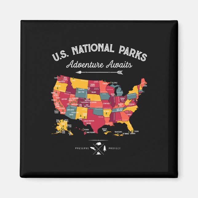Imã Presentes do Mapa dos 62 Parques Nacionais Us Park (Frente)
