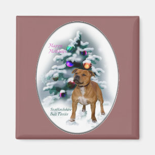 Imã Presentes do Natal de Staffordshire bull terrier