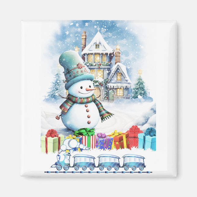 IMÃ PRESENTES DO NATAL SNOWMAN E COMBOIO DE BRINQUEDOS (Frente)