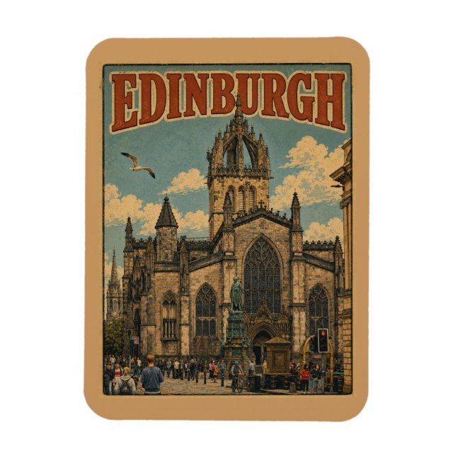 Ímã Presentes e lembranças da capital vintage Edimburg (Vertical)