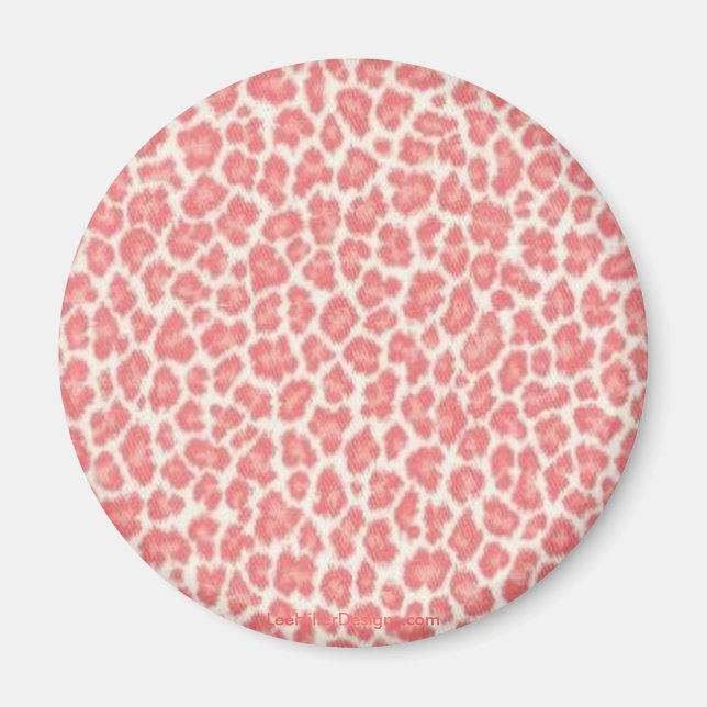 Imã Presentes impressos do Leopardo rosa e creme (Frente)