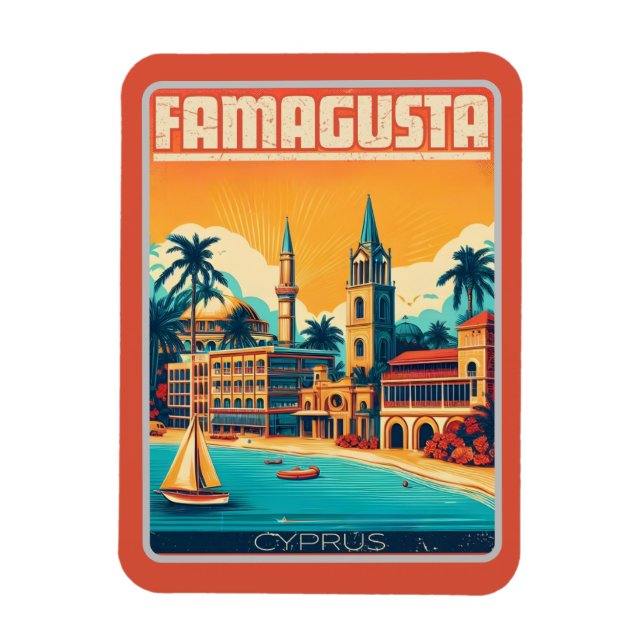 Ímã Presentes lembranças da praia de Famagusta Chipre  (Vertical)