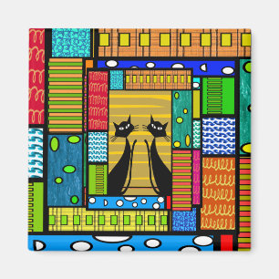 Imã Presentes lunáticos da arte do gato