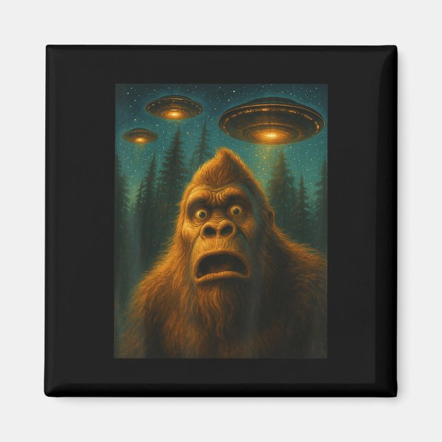 Imã Presentes para Homens Bigfoot Sasquatch Alien Ufo  (Frente)