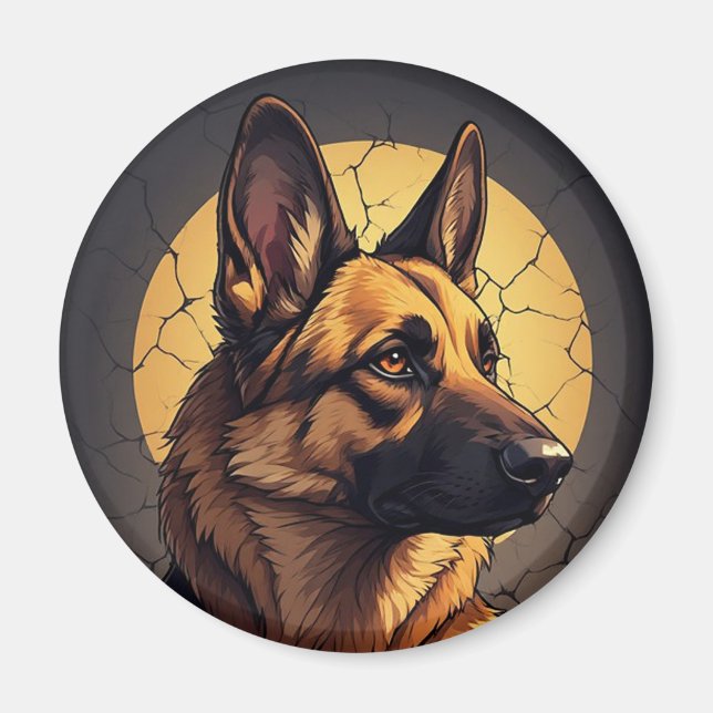 Imã 🦴 Presentes Pastor Alemão Para Amantes de Animais (Frente)