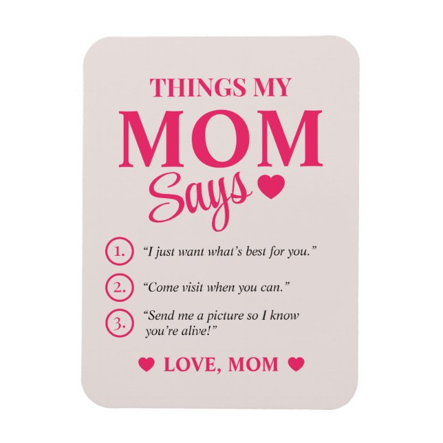 Ímã Presentes Personalizados para Mãe Coisas que Minha (Vertical)