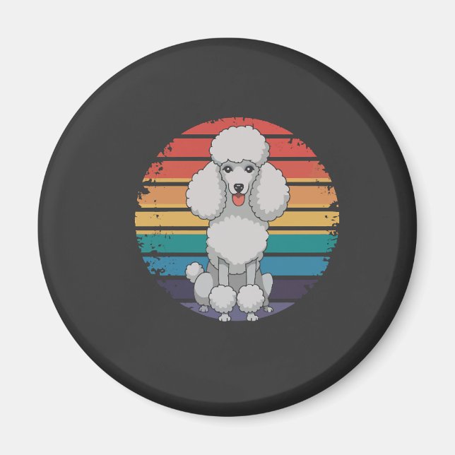 Imã Presentes Retro de Cão Amante de Poodle para Homen (Frente)