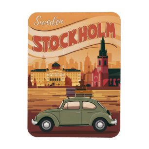 Ímã presentes vintage de viagem estocolmo suécia e lem