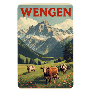 Ímã Presentes WENGEN esqui Suíça Alpes Suíços vintage