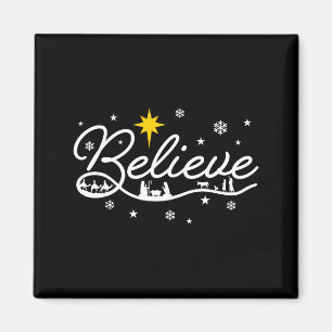 Imã Presépio Acredite Família Cristã Feliz Natal