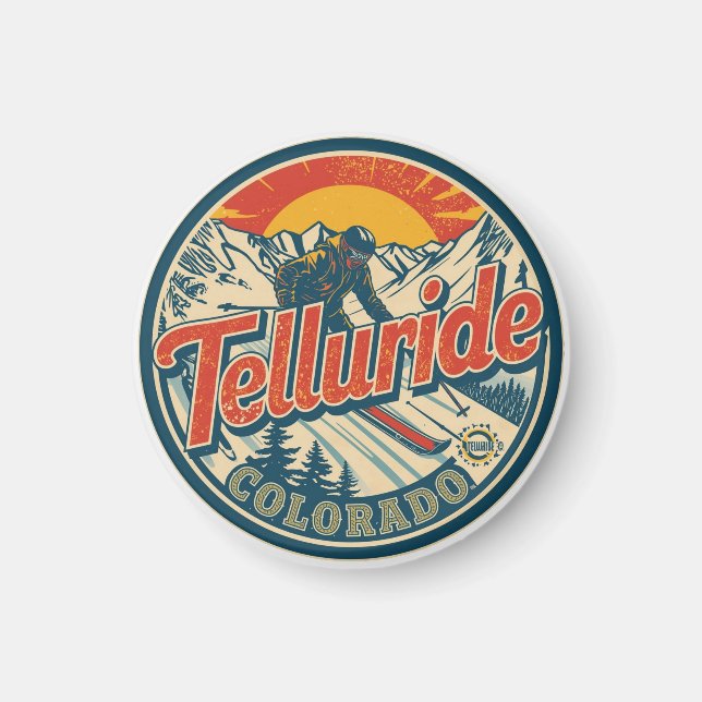 Imã presépios presentes de esqui de Telluride colorado (Frente)