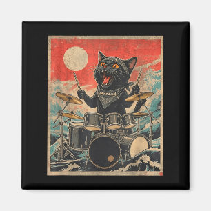 Imã Preserve o estilo de banda de gato baterista vinta