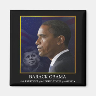 Imã Presidente Barack Obama com JFK - ímã