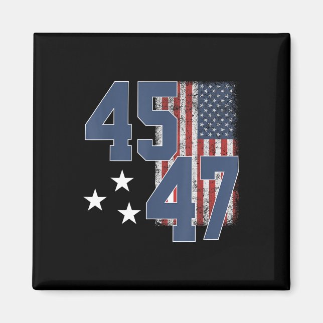 Imã Presidente Trump 45 47 Vintage American Flag (Frente)