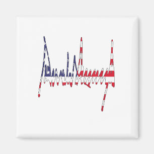 Imã Presidente Trump Signature USA Flag Color Patrióti