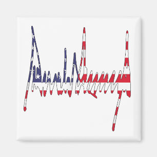Imã Presidente Trump Signature USA Flag Color Patrióti