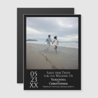 Ímã Preto Clássico com Foto de Save the Date Moder