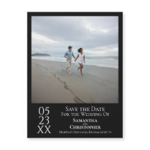 Ímã Preto Clássico com Foto de Save the Date Moder