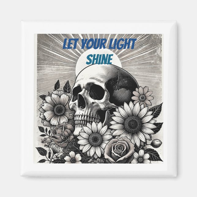 Imã Preto e branco Deixe sua luz brilhar (Frente)