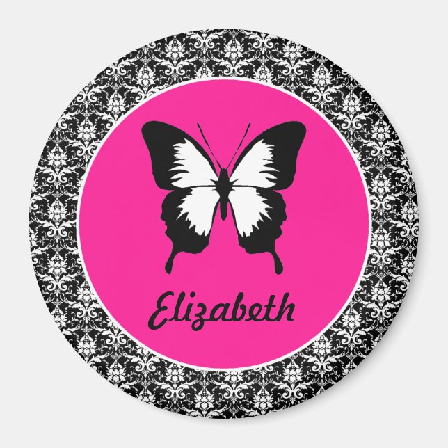 Imã Preto e branco e rosa com asas (Frente)